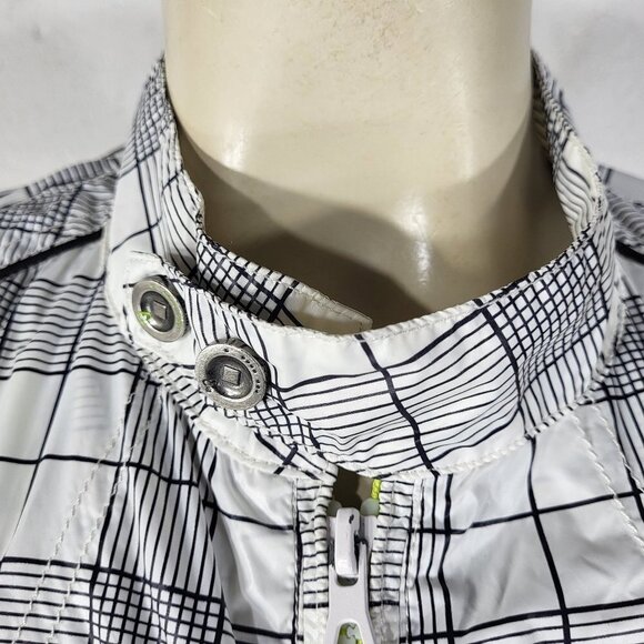 RARE Mark Fairwhale white black plaid full zip lightweight jacket ladies Medium - Picture 3 of 12